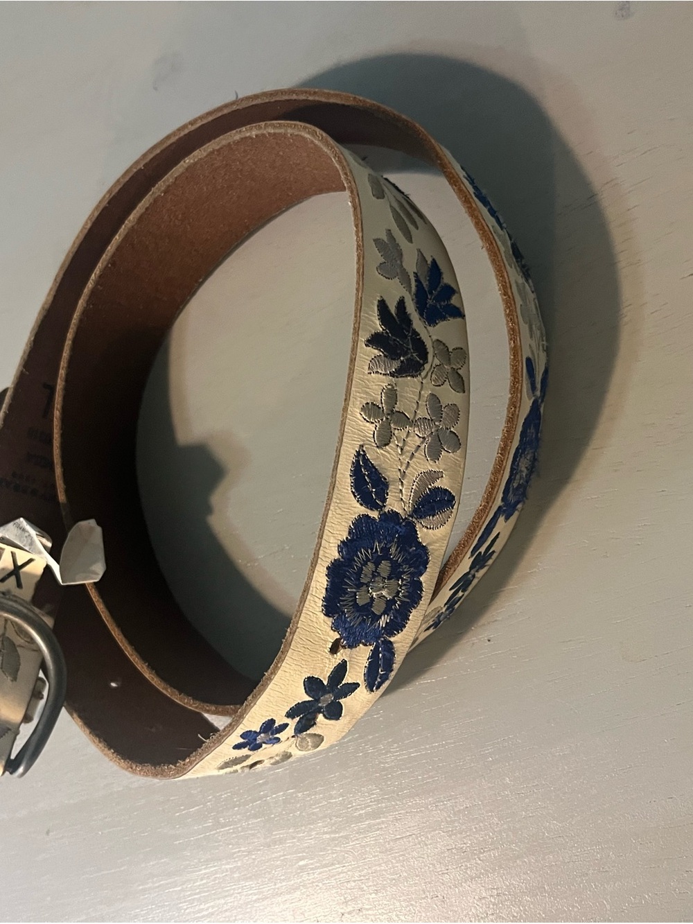 Lucky Brand Floral Embroidered Leather Belt Size XL - Picture 6 of 6
